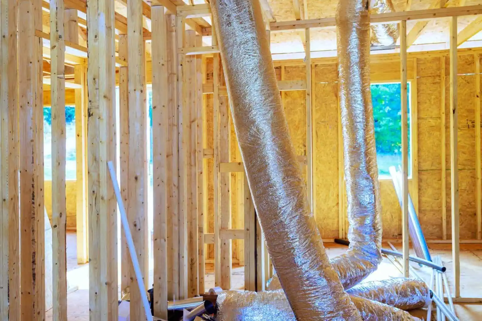 Flexible ductwork for insulation and acoustic solutions in California.